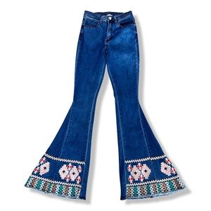 Saints & Hearts Bell Tribal Flare Embroidered Jeans